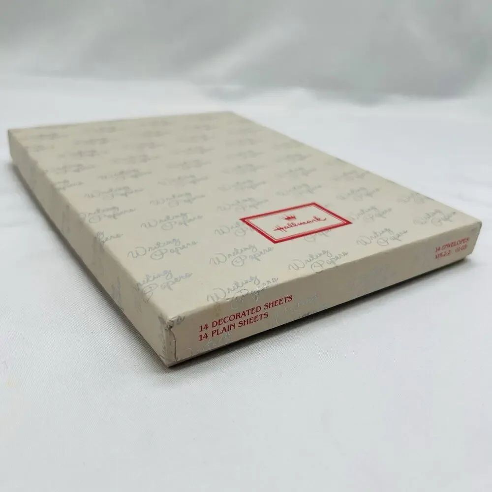 VTG Hallmark Christmas Stationery Writing Papers Set Embossed Seal Holly Berries